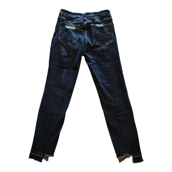 Vervet High Rise Skinny Jeans 27 Dark Wash Distressed Raw Hem Stretch Fit - Picture 3 of 7